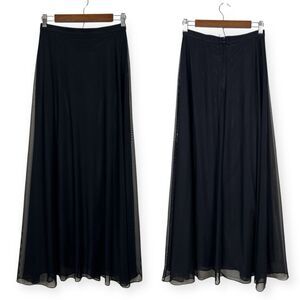 JS Collection Mesh Lace Overlay Black Maxi Skirt Petite 6 Cocktail Party Evening